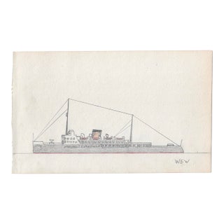 1943 William Wood Double Sided Nautical Drawing For Sale