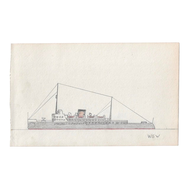 1943 William Wood Double Sided Nautical Drawing For Sale