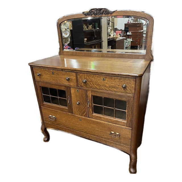 Late 19th Century Victorian Era Tiger Oak Server For Sale