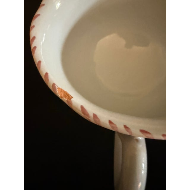 Vintage Hand Painted Majolica Cantagalli Firenze Italian Coffee Pot, Sugar and Creamer and Cups and Saucers. Set of 6. Rare. For Sale - Image 10 of 11