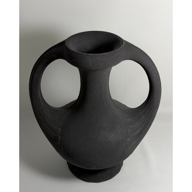 Henker & Co. Art Nouveau Double-Handled Lavanite 'Anthracite' Stone Sculpted Vase 1910s -30s For Sale - Image 9 of 9
