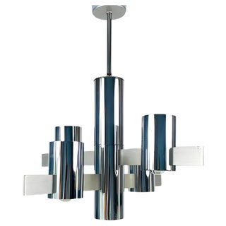 Chrome Chandelier by Gaetano Sciolari, 1960s For Sale