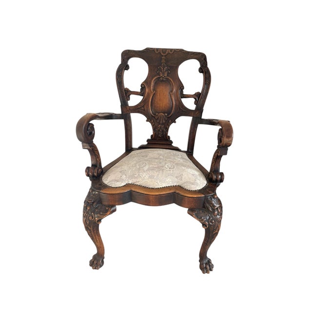 Brown Chippendale Desk Chair in Oak, 1880 For Sale - Image 8 of 8