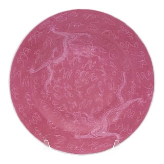Circa 1880 Chinese Pink Low Bowl Decorated With Dragons For Sale