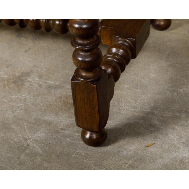 English 19th Century Oak Side Table with Carved Bobbin Legs and Single Drawer For Sale - Image 9 of 12