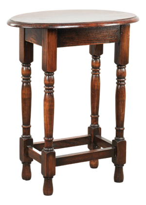 Antique English Oval Oak Side Table, Early 20th Century