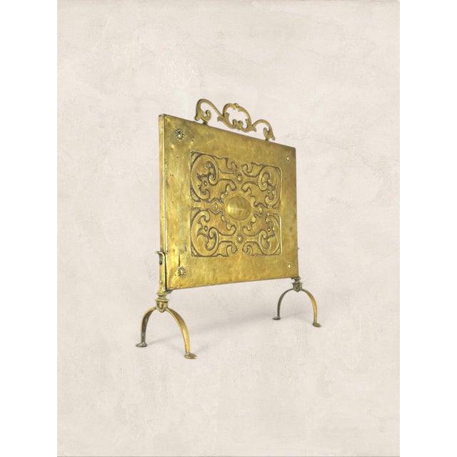 Art Deco Antique English Art Deco Brass Fireplace Guard For Sale - Image 3 of 5