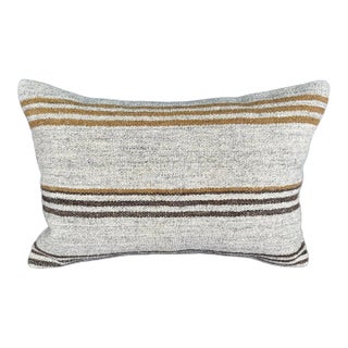 Turkish Hemp Pillow Cushion Natural Beige Brown Pillow Cushion Cover 16" x 24" For Sale