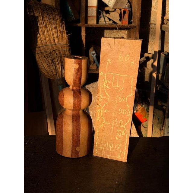 Beech and Cumaru Candlestick 2 by Romain Des Bois For Sale - Image 9 of 13