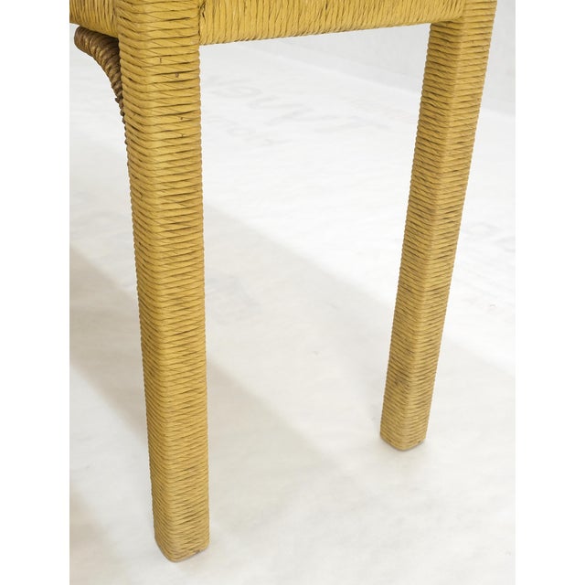 Mid Century Modern Wicker Glass Top Consoel Table w/ Pair of Matching Benches For Sale - Image 18 of 18