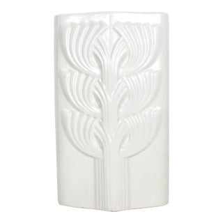 Vintage White Porcelain Tree of Life Pop Art Vase For Sale