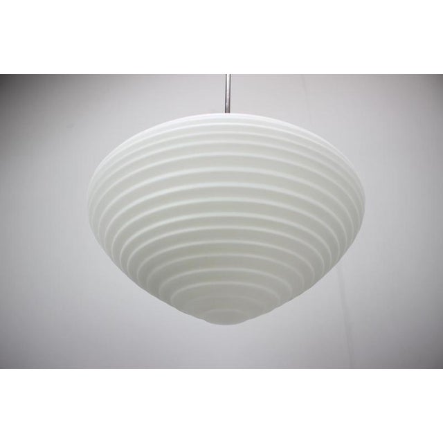 Large Mid-Century Czechoslovak Opaline Glass Pendant Lamp from Napako, 1970s For Sale - Image 6 of 13