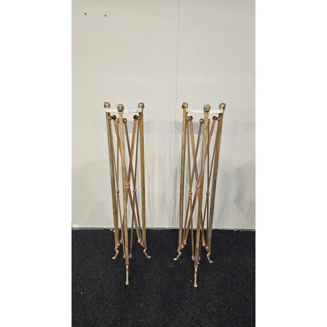 Empire Style Brass and Marble Pedestals, 1970s, Set of 2 For Sale - Image 12 of 12