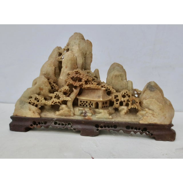 Chinese Soapstone of Mountains and Village Carving Circa 1970s For Sale - Image 9 of 9
