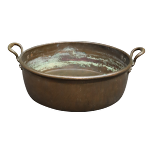 Antique French Copper Jam Pan With Riveted Brass Handles