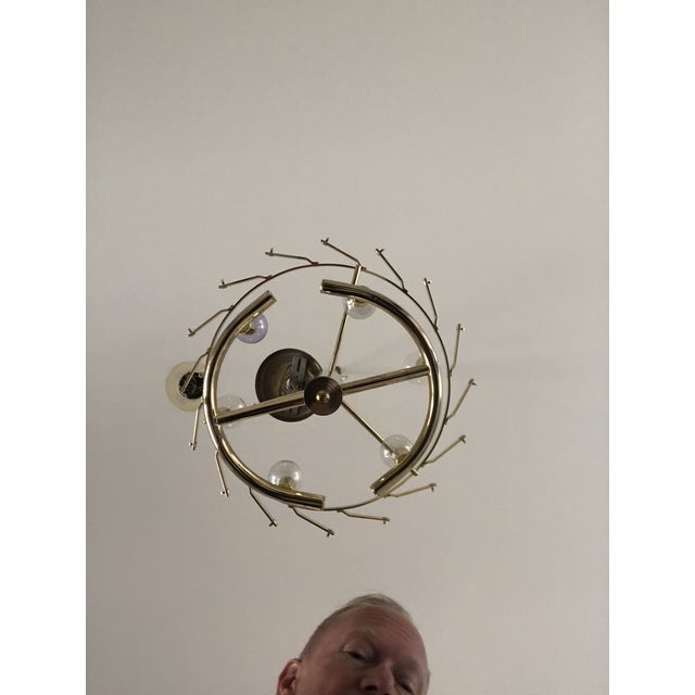 Modern 1970's Brass and Angled Glass Chandelier For Sale - Image 3 of 12