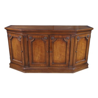 1970s White Furniture Italian Provincial Neoclassical Style Walnut Buffet Sideboard For Sale