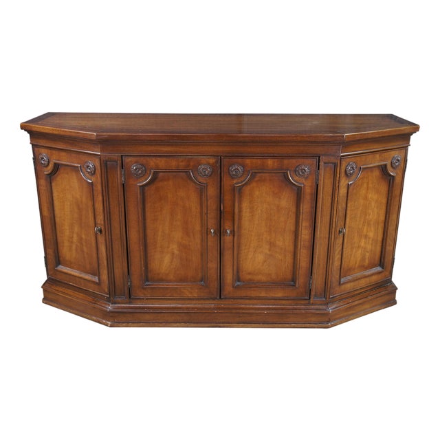 1970s White Furniture Italian Provincial Neoclassical Style Walnut Buffet Sideboard For Sale