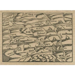 Woodcut Map of Brabant and the Rhine Valley, 1549 For Sale