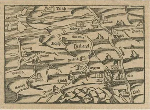 Woodcut Map of Brabant and the Rhine Valley, 1549