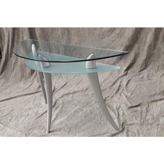 Italian Glass Console at Two Heights For Sale - Image 6 of 11