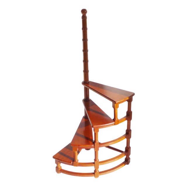 Large Vintage Wooden Library Stairs, 1950s For Sale