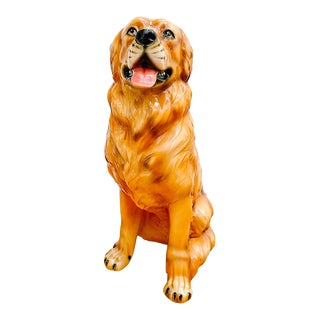 Large Scale Italian Glazed Ceramic Golden Retriever For Sale