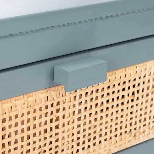 Robin's Egg Blue Safavieh Devon 1 Drawer 1 Door Nightstand - Blue Grey/Natural For Sale - Image 8 of 11