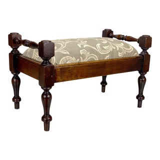 Vintage Farmhouse Colonial Pine Ottoman Footstool For Sale
