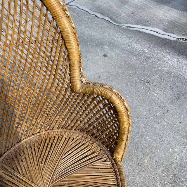 20th Century Wicker Cane Peacock Chair Chairish
