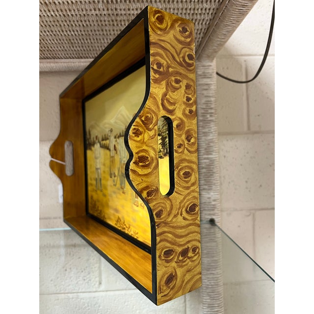 1980s Hand Painted Wooden Golf Tray For Sale - Image 5 of 5