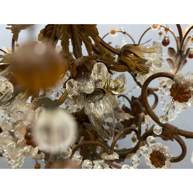 Italian Tole and Murano Glass Chandelier, 1960s For Sale - Image 14 of 15