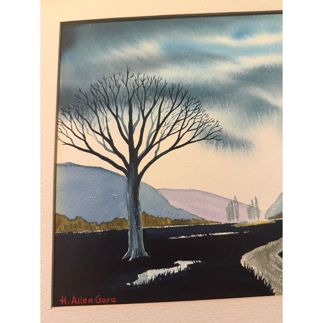 1967 H. Allen Gore Watercolor - Kodak Illustrator New York Farm Landscape - Matted - Set of 2 For Sale - Image 6 of 13