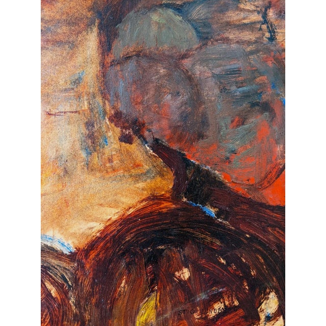 Mid-Century Modern "Portrait in Sepia" Swedish Figure Portrait Oil Painting, Framed For Sale - Image 6 of 11