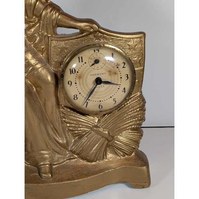 Rare Antique Gilded Commerce Mantle Clock by Golden Novelty MFG C 1885 For Sale - Image 4 of 11
