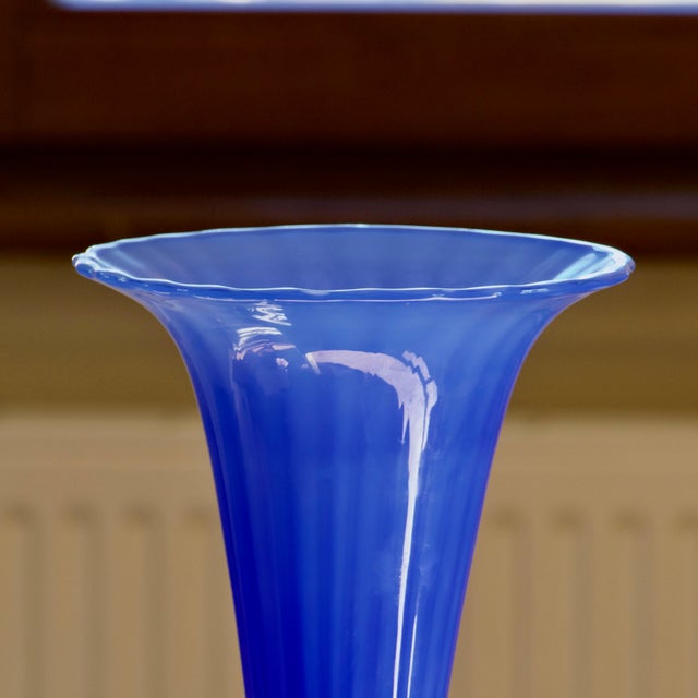 Large Art Deco Cobalt Blue Murano Glass Vase, 1920 For Sale - Image 3 of 7