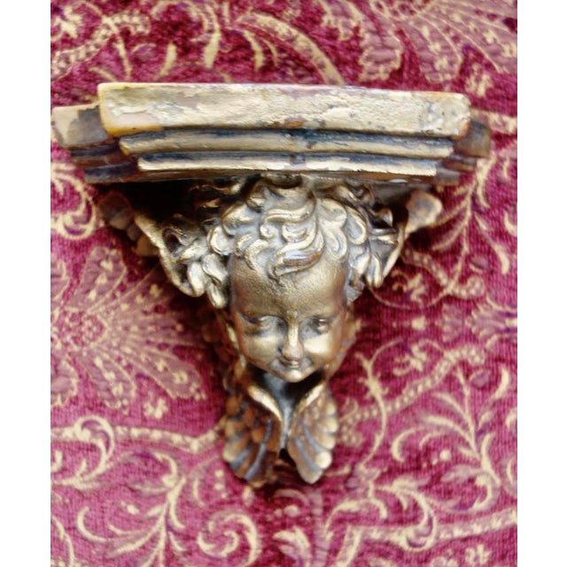 Italian Florentine Cherub Antique Wall Shelf For Sale - Image 3 of 10