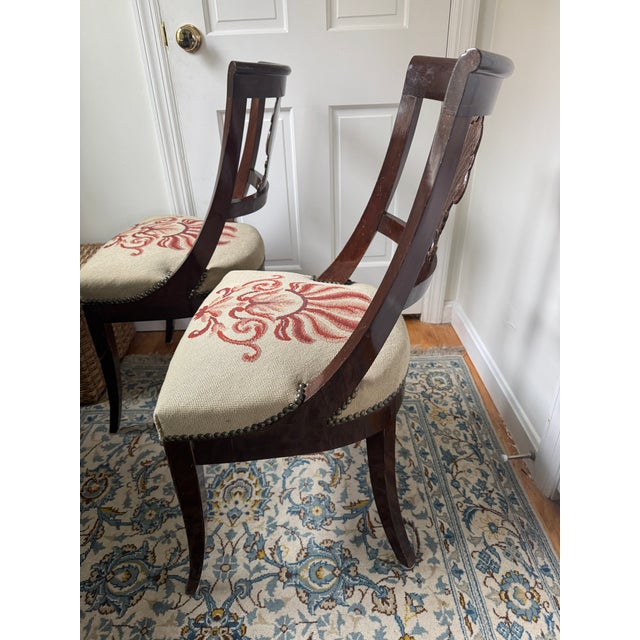 Mid 20th Century Rococo Shell Needlepoint Chairs a Pair For Sale - Image 9 of 12
