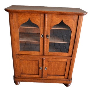 Antique Oak Wooden Display Cabinet For Sale
