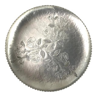 Vintage Faberware Wrought Aluminum Rose Platter For Sale