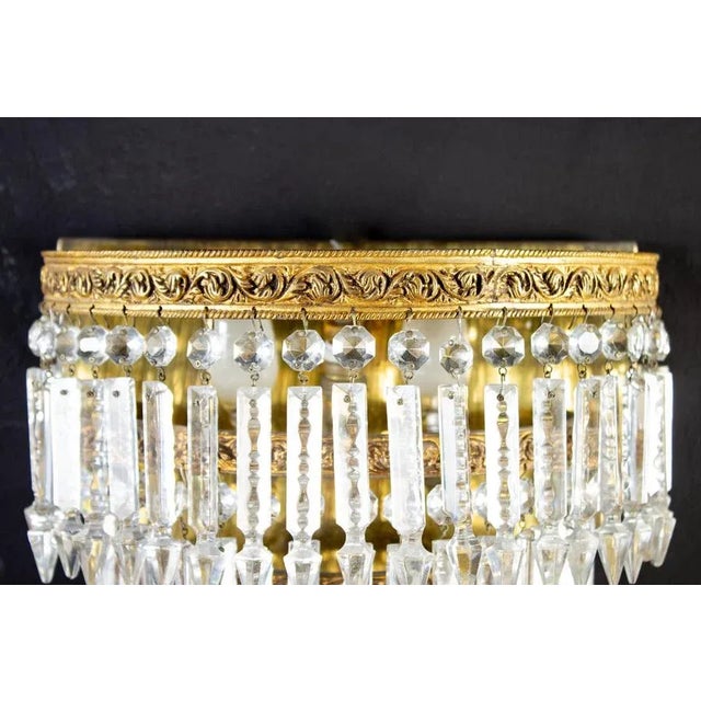 Crystal and Brass Scones or Wall Lights Italy, 1940s, Set of 2 For Sale - Image 9 of 15