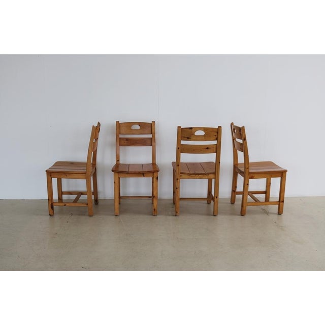 Vintage Dining Chairs in Pine, 1970s, Set of 4 For Sale - Image 6 of 8
