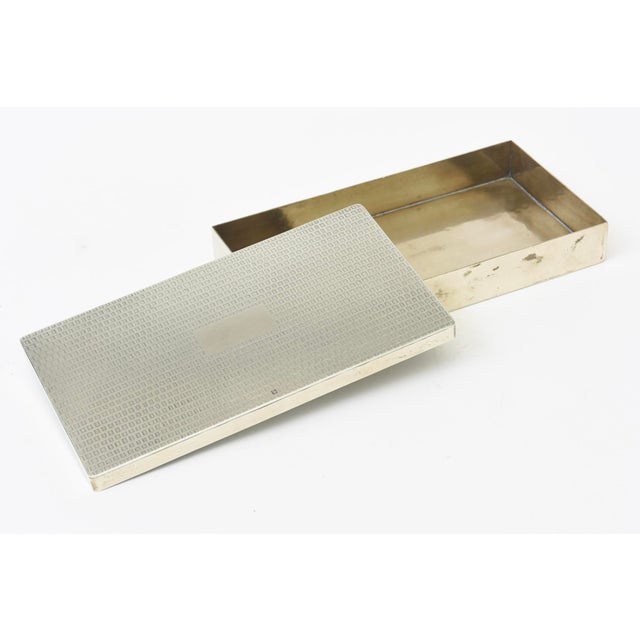 Silver Vintage Italian Embossed Silver-Plate Desk Set Bowl, Box and Lighter For Sale - Image 8 of 12