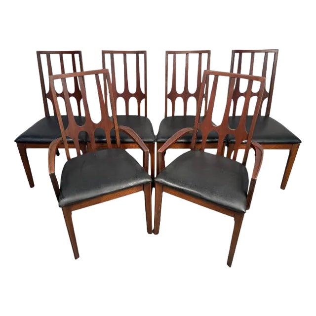 Mid 20th Century Broyhill "Brasilia" Mid Century Walnut Dining Chairs- Set of 6 For Sale