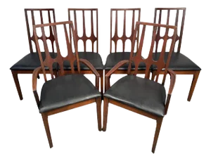 Mid 20th Century Broyhill "Brasilia" Mid Century Walnut Dining Chairs- Set of 6