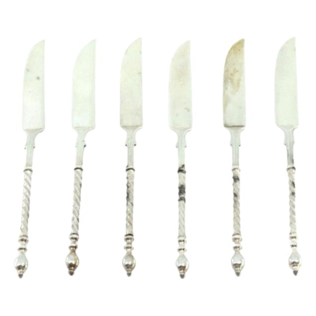 Silver Butter Knives, Set of 6 For Sale