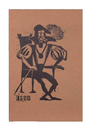 Charles Sterns, Smoking Baron on the Throne, Woodcut Print, Early 20th Century