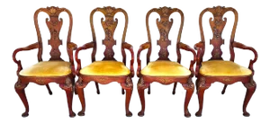 Queen Anne Dining Armchairs Hand Painted Set of 4