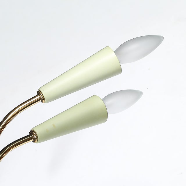 Mid-Century Polished Brass & Green Enamel 12 Light Chandelier by Stilnovo For Sale - Image 9 of 18