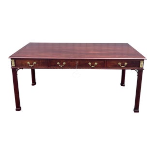 Stickley Chinese Chippendale Burled Mahogany Writing Desk - Newly Refinished For Sale